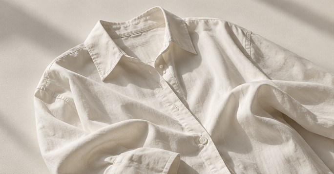 Illustrative product image layout featuring a linen shirt